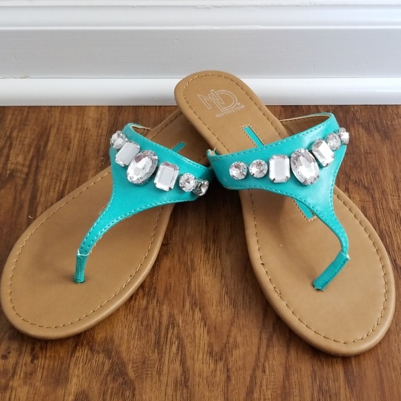 turquoise rhinestone sandals